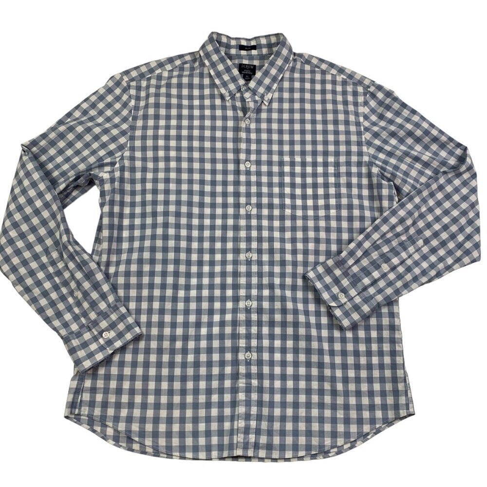 J. Crew Slim Flex Washed Long Sleeve Button Down Shirt Men's Size XL